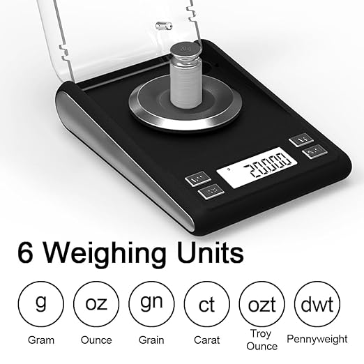 Milligram Scale with Capsule Filling Tool Kit, Only for Size 0, Powder Pans, mg Scale for Powder Medicine, 50g by 0.001g, 6 Weighing Units, Calibration Weight, Scoops, Tweezers Included
