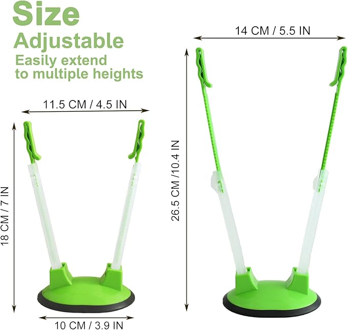 12 Pack Baggy Rack Stand Adjustable Freezer Bag Holder Stand Ziplock Bag Holder for Filling With No Food Spills or Kitchen Mess (Green)
