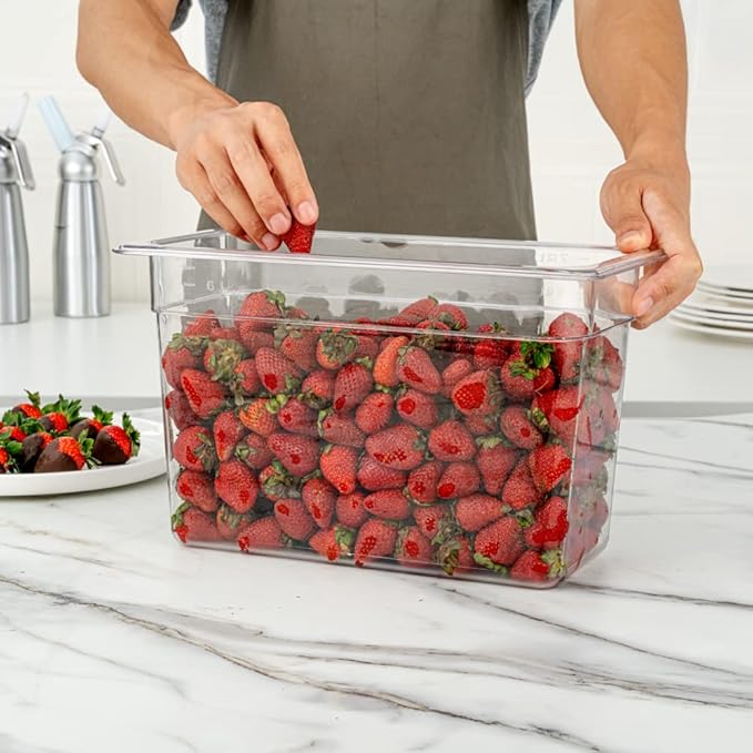 Restaurantware-1/3 Size Food Storage Containers, 10 8 Inch Deep Proofing Boxes - Rectangle, Graduated Measurements, Clear Plastic Food Grade Storage Containers, Dishwashable, Lids Sold Separately