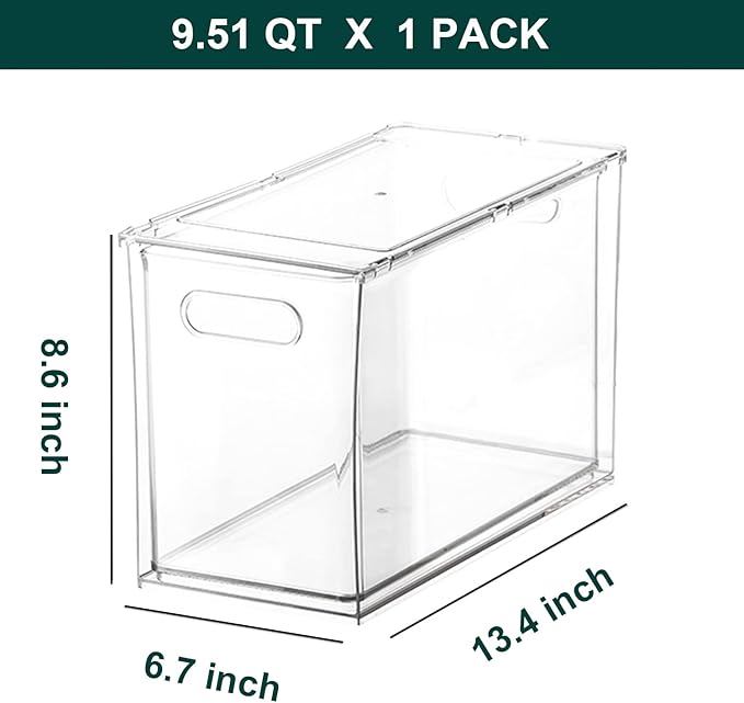 LALASTAR Fridge Organizer And Storage Clear, Large Refrigerator Organizer Bin with Pull-out Drawer, Pantry Organization and Storage, BPA Free, 1 Pack, 9.51QT