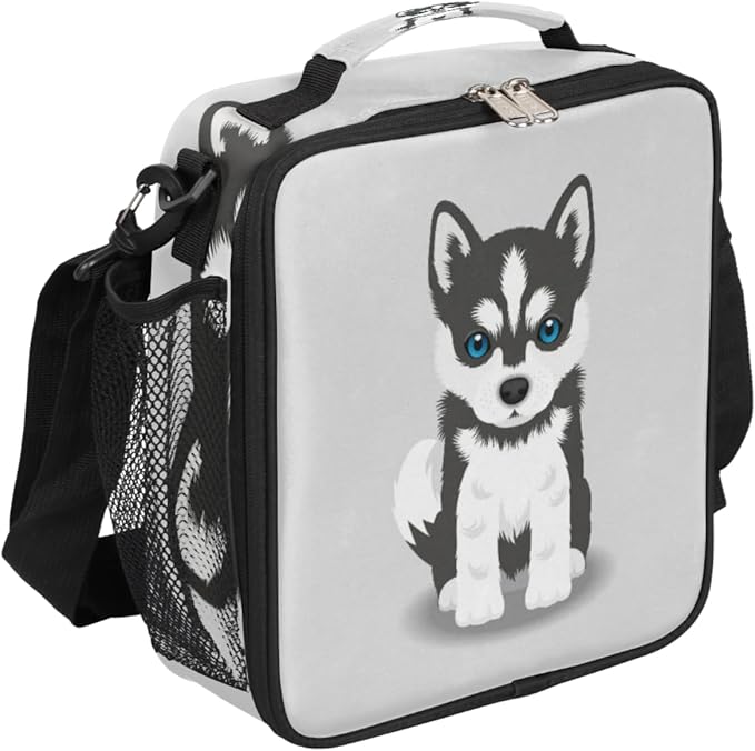 Kids Lunch Box for Boys Girls Husky Dog Lunch Bag Cute Dog Kids Lunch Bags Insulated Kids Lunch Bags with Adjustable Shoulder Strap for School, Picnic