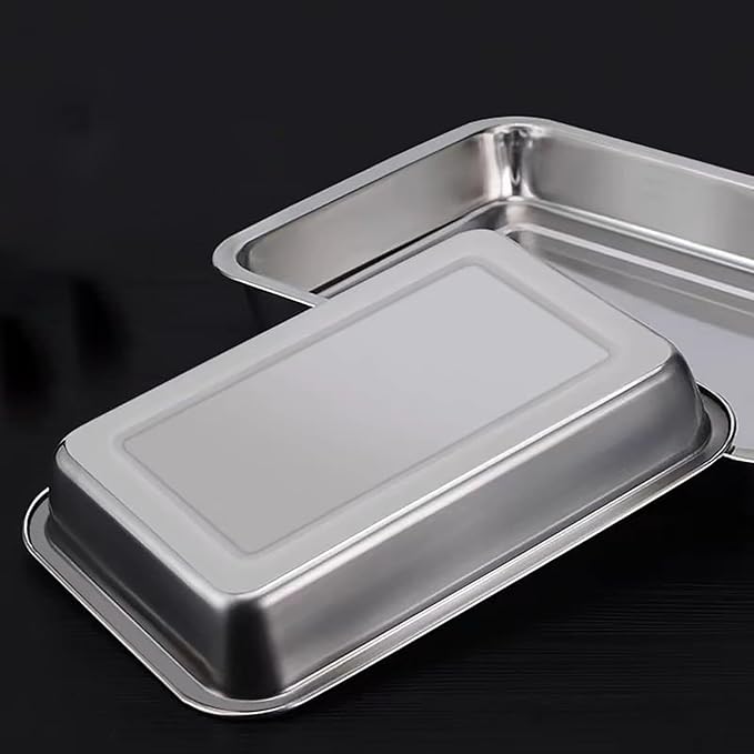 3Pcs Stainless Steel Breading Trays Set, Breading Dishes for Chicken Breasts, Marinating Meat and Prepping Meals (10.4" x 7.7" x 1.9")