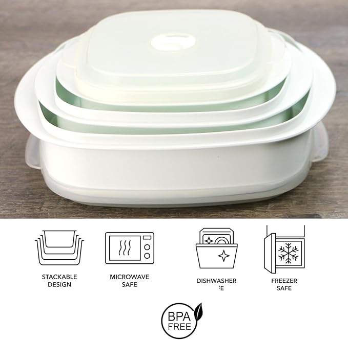 Calypso Basics by Reston Lloyd 6-Piece Microwave Cookware, Steamer and Storage Set, White