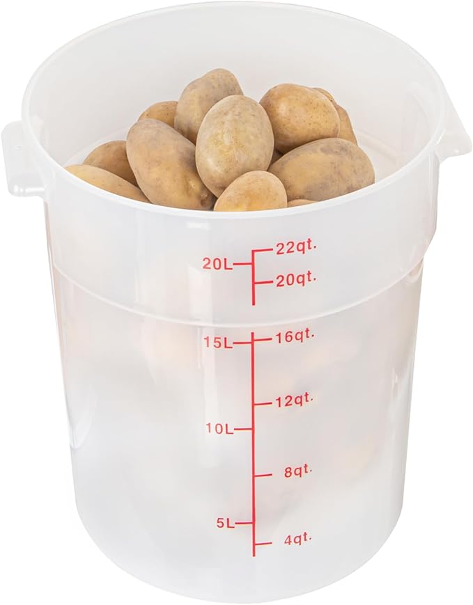 Restaurantware-Met Lux 22 Quart Food Storage Containers, 10 Translucent Storage Containers - Lids Sold Separately, Red Volume Markers, Dishwashable Containers, Side Handles, For Storing Foods