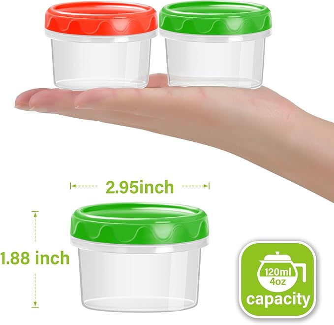 4oz Plastic Containers with Lids Reusable Dishwasher Freezer Safe Airtight,12-Pack