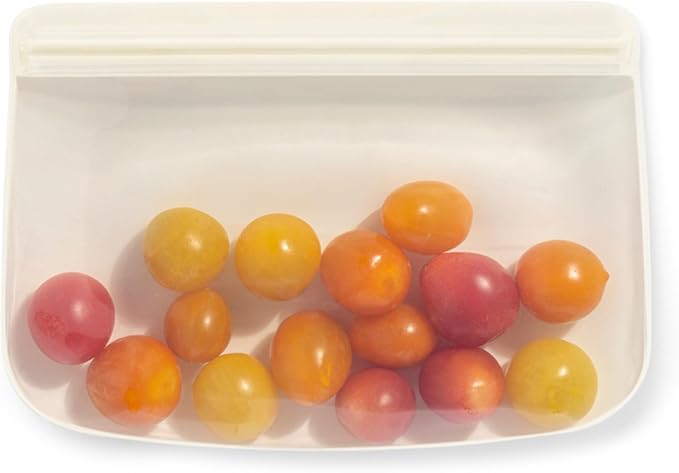 W&P Porter Silicone Reusable Storage Bag, Sandwich (10oz Flat), Cream, Food Storage Container, Microwave and Dishwasher Safe, Easy Cleaning
