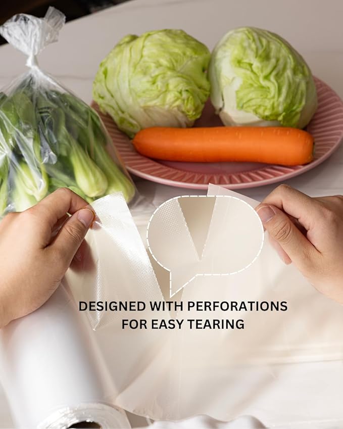 12"x 16"- 1.5 Gallon Plastic Produce Bags on a Roll- 350 Bags, Clear Grocery & Bread Bags, Food Contact Safe (Large)