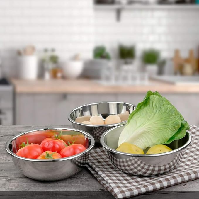 18/10 Stainless Steel Mixing Bowls, Nesting Bowls for Meal Prep, Serving, Baking, Set of 4