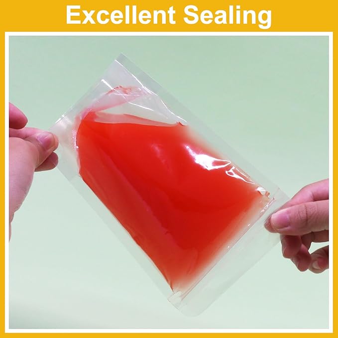 SumDirect 100pcs 9.4x6.3 Inches/24x16cm Clear Stand Up Food Bags, Zipper Stand-up Reusable Sealing Food Pouches Snack Packing Bag with Tear Notch Heat Resealable for Storing, Cookie, Tea and Drink