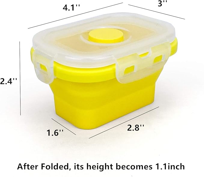 CCyanzi Small Silicone Food Containers with Lids, Collapsible Food Storage Containers Set | Leakproof | Microwaveable | Store Food in Freezer | 150ml, Set of 4