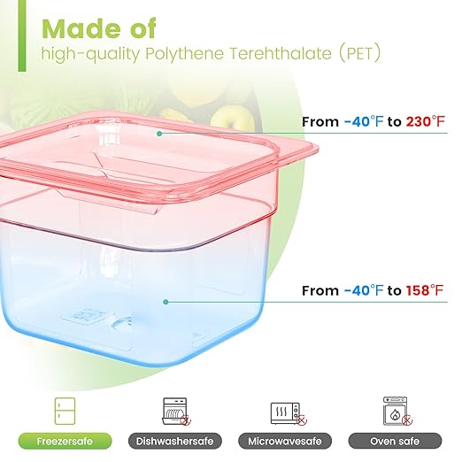 6 Pack Plastic Food Pan with Lid 1/6 Size 2.5 Inch Deep Restaurant Clear Food Storage Containers Polycarbonate Commercial Hotel Pans for Fruits Vegetables Beans Corns (12 PCS, 2.5'' Deep)