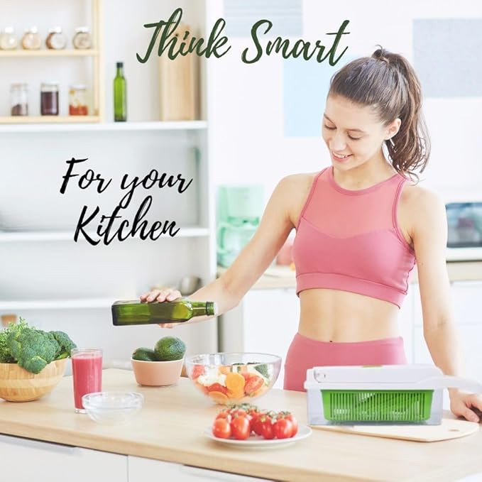 Vegetable Chopper, Mandoline slicer, with 8 blades 14 in 1, Food Chopper, French Fry Cutter, Onion Slicer, Vegetable Slicer, Mandoline Slicer for Kitchen, Kitchen and Dining, Mandoline By Zôco Smart