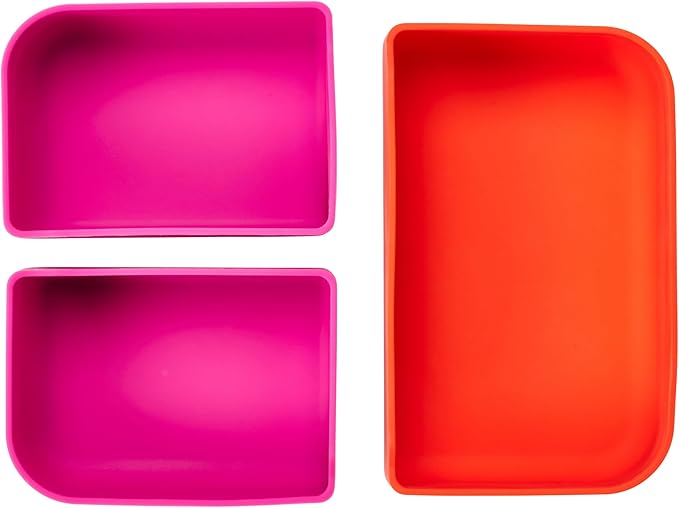 LunchBots Build -a- Bento Lunch Box, Silicone Bento Box for Kids, Multi-Compartment Lunch Container, Oven & Dishwasher Safe, BPA Free, 32 oz - Tie Dye Pink