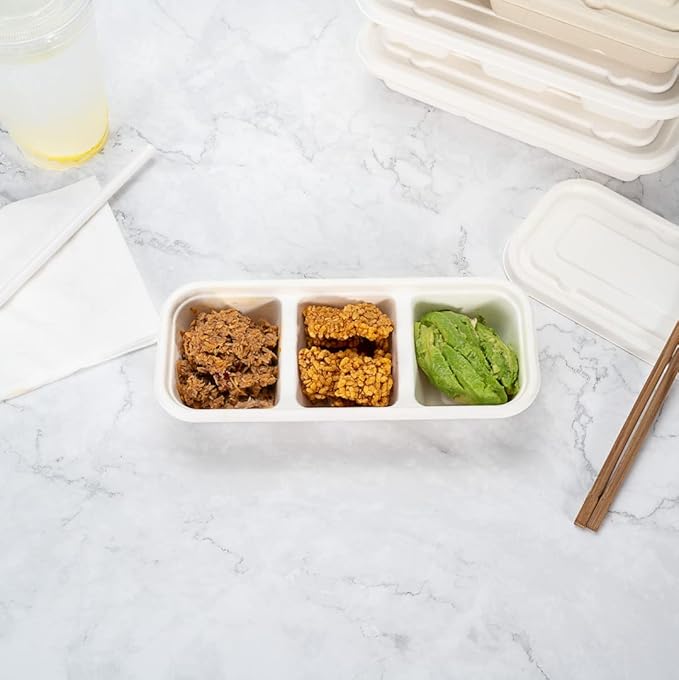 Restaurantware-LIDS ONLY: 9.1 Inch Disposable Lids, 100 Sustainable To Go Containers with Lids - Microwavable, Freezable, White Bagasse Lid, Grease-Resistant, Containers Sold Separately