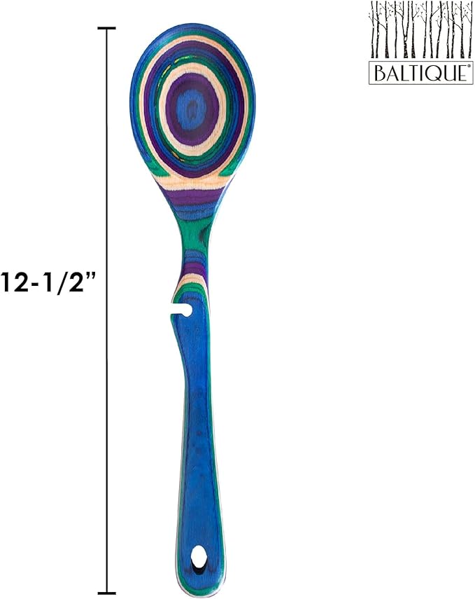 Totally Bamboo Baltique Mumbai Collection 12-1/2" Wooden Cooking Spoon with Spoon Rest Notch, Safe for Use on Nonstick
