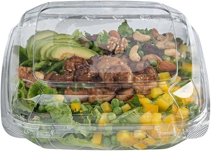 Restaurantware Thermo Tek 45.7 Ounce Clamshell Containers 100 Anti-Fog To Go Food Containers - Freezable Rectangle Clear Plastic Food Packaging Containers Disposable