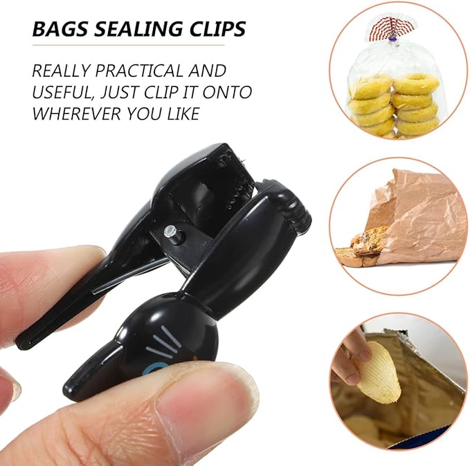 BESTonZON Potato Chip Bag Clips, 8PCS Cat-Shaped Bag Clips, Kitchen Food Bag Clips for Airtight Seal Multipurpose Clips, Paper Clips Cute Cat Clips for Kitchen Organization and Home Use (Black)