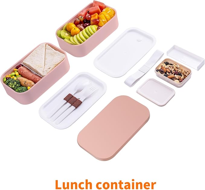 Bento Lunch Box with Lunch Bag, Japanese Lunch Containers for Adults, Leakproof 54oz Red