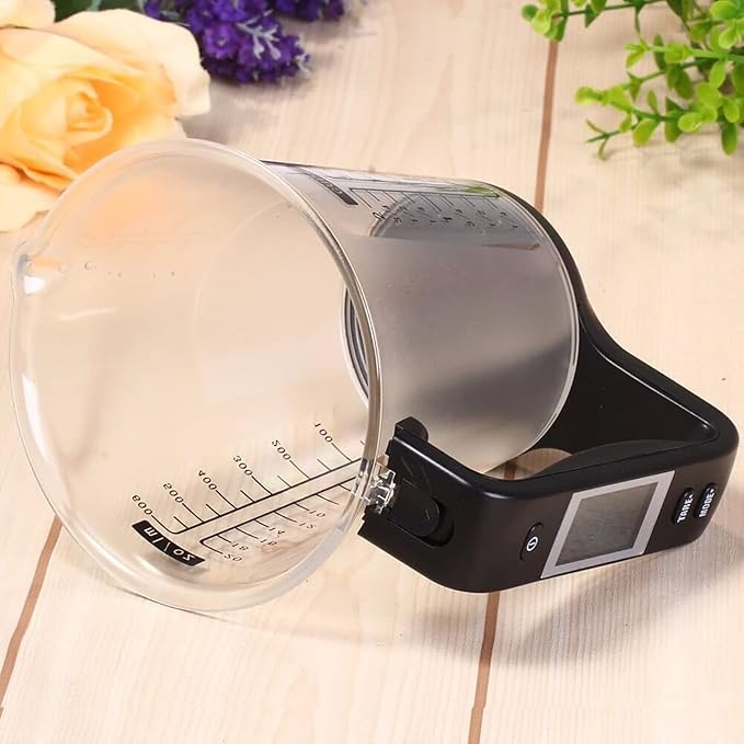 1Pcs Digital kitchen Electronic Measuring Cup Scale Household Jug Scales with LCD Display Temp Measurement 16x12.5x13.5cm (black)