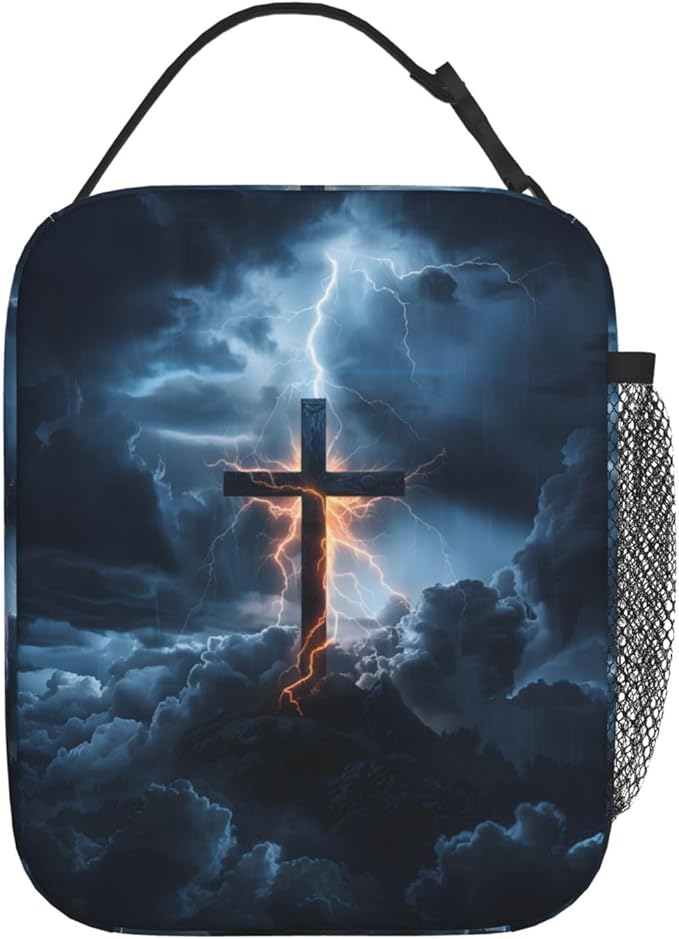 Insulated Lunch Box for Kids Boys Girls, Reusable Lunch Bag for School, Office, Work, Picnic, Travel, Cross with Lightning Lunch Box