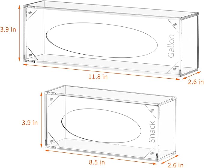 FEMELI Food Bag Storage Organizer, Acrylic Kitchen Drawer Baggie Box, Compatible with Gallon, Slider Quart, Freezer, Sandwich, Snack, Variety Size Bags, 4 separate Pack(Clear)