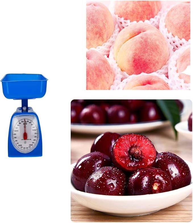 Utoolmart Mechanical Kitchen Scale - Diet Food Scale - with Pounds & Kilogram Measurements - Measuring Range 5000g Accuracy 5g with Tray Blue
