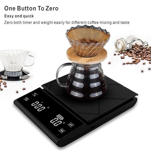 Premium Coffee Scale with Timer, Silicone Pad, 0.1g Accuracy, Multi-Unit Display (g/oz/ml), Perfect for Brewing Precision (Batteries Included)