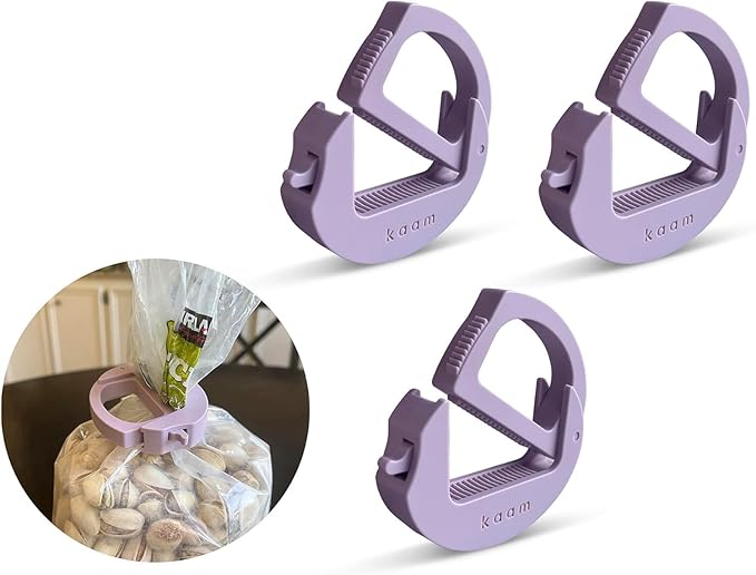 Bag Clip, chip Clip, Food Clip, Bread Clip | Heavy Duty, Adjustable, one Size fits All, Stackable, Magnetic, Fridge & Freezer Safe, Hook-able,Built to Last, Ergonomic (Rosy Cheeks, 3 Pack)