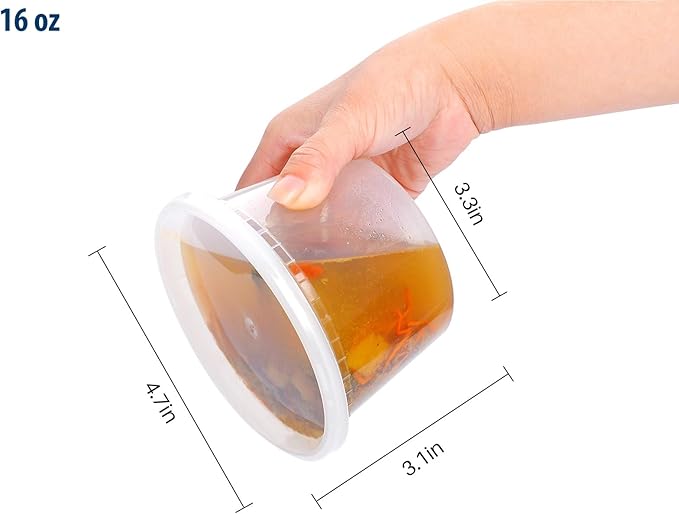 EDI [8 OZ (20 Sets), 16 OZ (20 Sets) and 32 OZ (10 Sets) Plastic Deli Food Storage Containers with Airtight Lids, Bundle