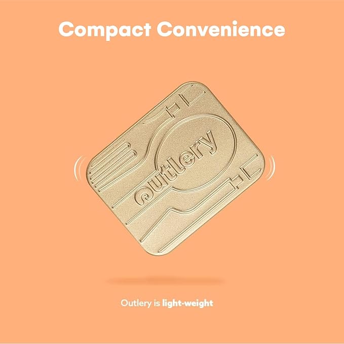 Outlery | Portable & Reusable Stainless Steel Travel Cutlery Set and Reusable Chopsticks (Metallic Gold) Pocket Sized Cutlery Set