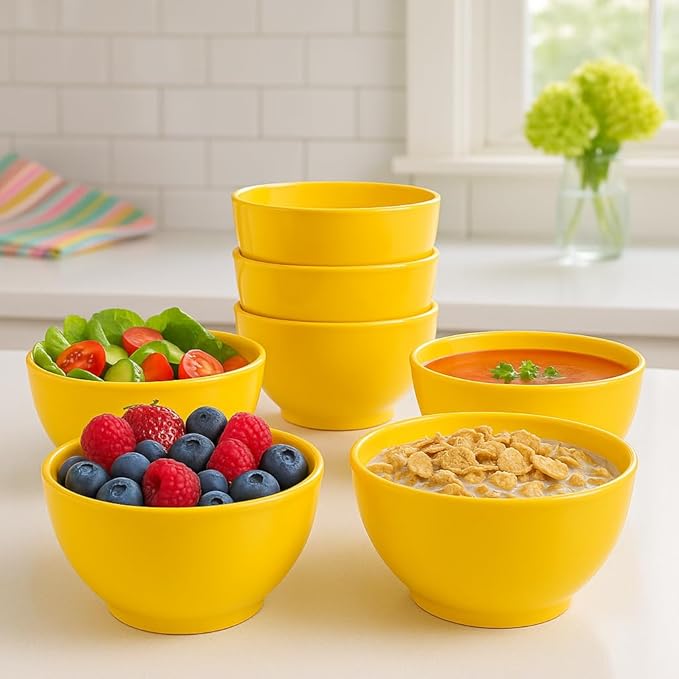 Calypso Basics by Reston Lloyd Melamine Bowl, Set of 6, Lemon Yellow