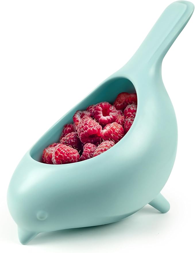 Genuine Fred BLUE BIRD Ceramic Colander, Charming, Unique Design, Berry Colander, Fun Kitchen Gadget