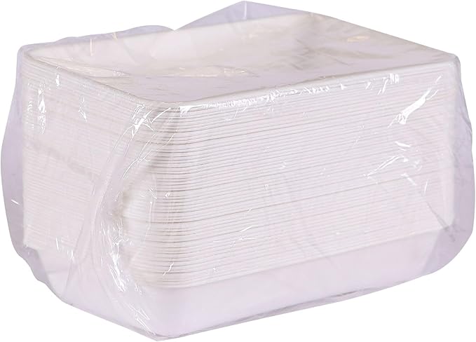 ECO PRODUCTS Compostable 48oz To Go Containers, Case of 400, 10.5" x 6.5" x 1.8" Vanguard Rectangle Box, Disposable Renewable Molded Fiber, No PFAS, Tree-Free, Lid Available, ASTM, BPI-Certified
