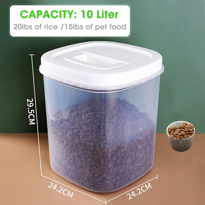 TBMax Kitchen Bulk Food Storage Container - 20 Lbs Rice Storage Container with Measuring Cup, Airtight Dry Food Container Bin for Flour, Baking Supply, Grains, Pet Dog Cat Food Storage