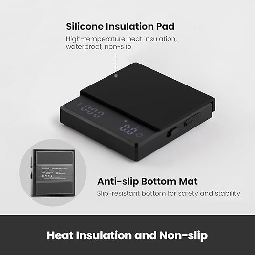 Digital Coffee Scales with Timer, 2kg/0.1g High Precision, Accurate Measurement for Espresso and Pour-Over, with LCD Display, Rechargeable