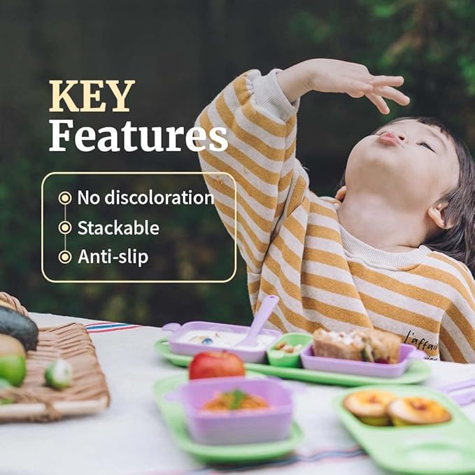 Nestique Silicone Plates for Baby & Toddlers, Divided Plates Design | Microwave & Dishwasher Safe, BPA Free Toddler Plates, Baby Food Tray | Baby Kids Plates, Vanilla Mint