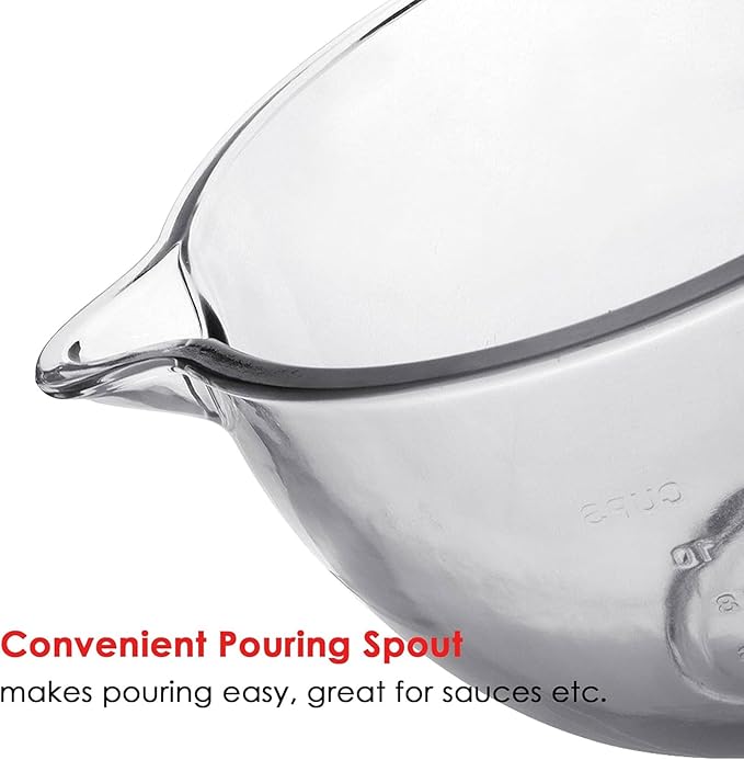 Glass Mixing Bowl Accessory 5 Quart - Compatible with KitchenAid 4.5 and 5 Quart Tilt-Head Stand Mixers (With Lid)