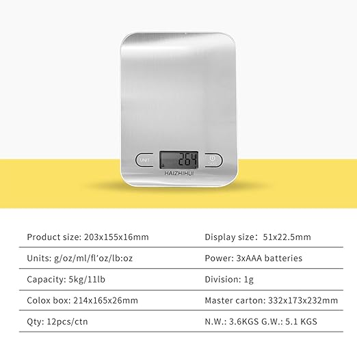 Fitdays Food Scale with Nutritional Calculator, Digital Kitchen Scale for Weight Loss, Smart Food Weight Scale with App for Calorie Cooking, Grams and Ounces, White, 11lb/5kg (KT630-WHITE)