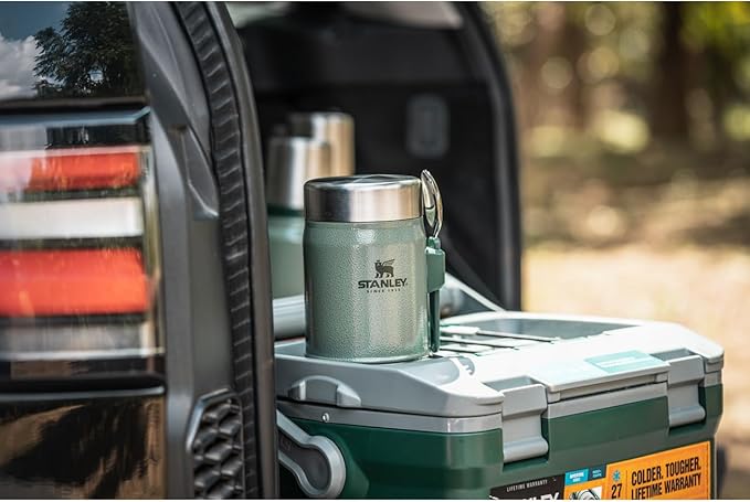 Stanley Classic Food Jar and Spork 14 oz | Vacuum Insulated Thermos Food Container | Wide Mouth Screw On Lid | Packable for Travel | Stainless Steel with Leakproof Lid | BPA-Free | Black 2.0