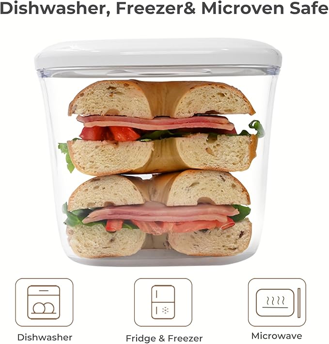 Auto Vacuum Seal Containers 1L+1.5L with Compact Handheld Vacuum Sealer, 2 Vacuum Zipper Bags, One-Touch Sealing, BPA Free Tritan, Airtight Food Storage Container with Lid also for Liquids