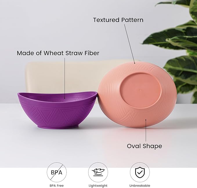 26 OZ Wheat Straw Bowls, 4 Pack Unbreakable Cereal Bowl, Microwave and Dishwasher Safe Bowls for Kitchen, Lightweight Serving Bowl for Salad, Oatmeal, Soup (Flower Series)