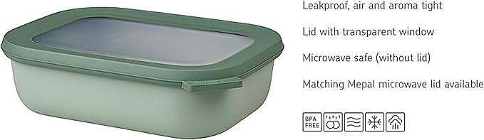 Mepal Cirqula Multi Bowl Rectangular 750 ml Nordic Blue-Food Storage Box-Stackable-Dishwasher Safe, Polypropylene