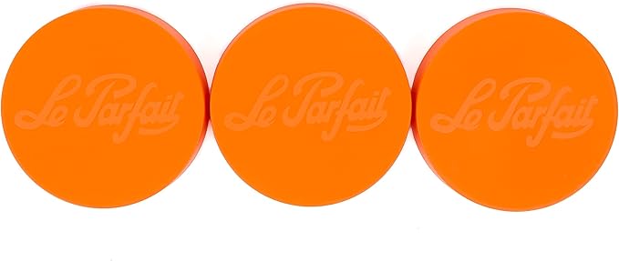 Le Parfait Screw Top Jar Wide Mouth French Glass Jar | Ideal for Food and Soup Storage, Canning, Flour, Brown Sugar, and other Baking Supplies (2L/64oz, Pack of 3, Orange)