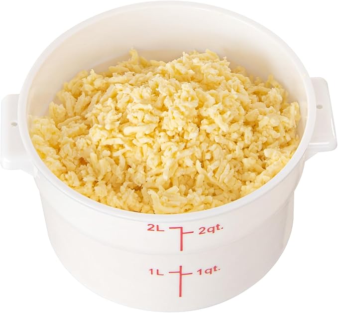Restaurantware-Met Lux 2 Quart Food Storage Containers, 10 White Storage Containers - Lids Sold Separately, Red Volume Markers, Dishwashable Containers, Side Handles, For Storing Foods
