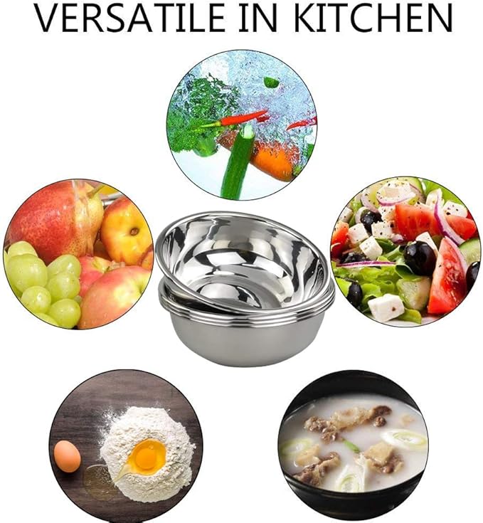 18/10 Stainless Steel Mixing Bowls, Nesting Bowls for Meal Prep, Serving, Baking, Set of 4