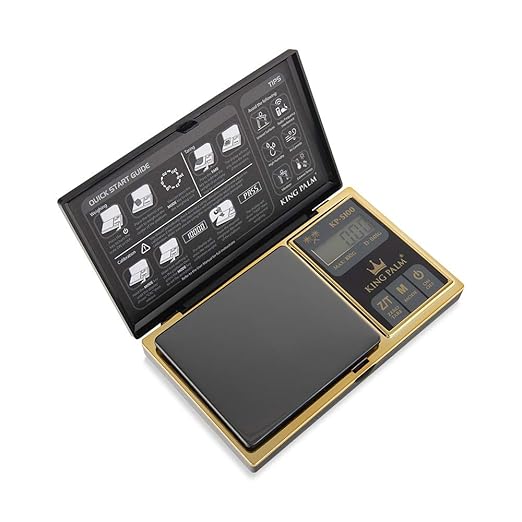 King Palm Mini Scale 100g X 0.01g - Digital - Black/Gold - Pocket travelers Meal Jewelry Food Kitchen Travel Gram Scale