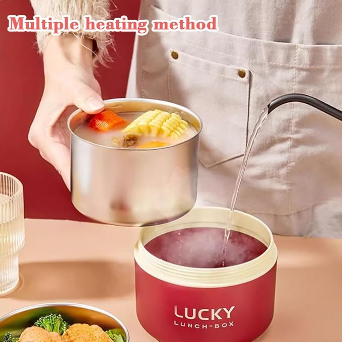 Portable Insulated Lunch Containers, Stainless Steel Bento Box Adult Lunch Box with Insulated Lunch Bag, 4 Separate Stackable Lunch Container for Adult, Red