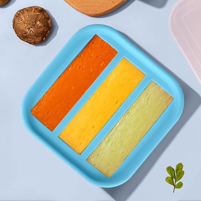 1/2-Cup Silicone Freezer Tray with Lid 2 Pack Soup Freezer Molds Food Freezing Container Make 6 Perfect Soups, Broths, Stews, Sauces, Curries