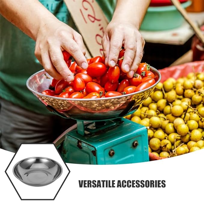 STOBAZA 2pcs Stainless Steel Food Scale Bowl Electronic Scale Tray Digital Scale Weighing Boat for Cooking Baking Kitchen Laboratory Supplies 25cm