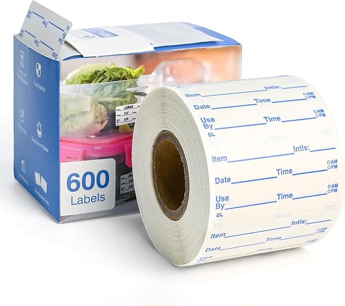 L LIKED 2x1 Dissolvable Labels, 300 Stickers, Use by Food Rotation Labels for Storage and Container (600, Blue)